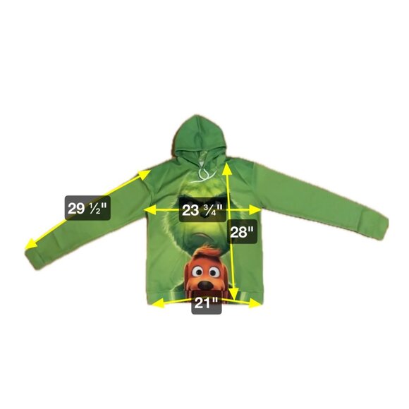 Adults Grinch & Max Green Double Sided Hoodie With Pocket - Picture 5 of 5